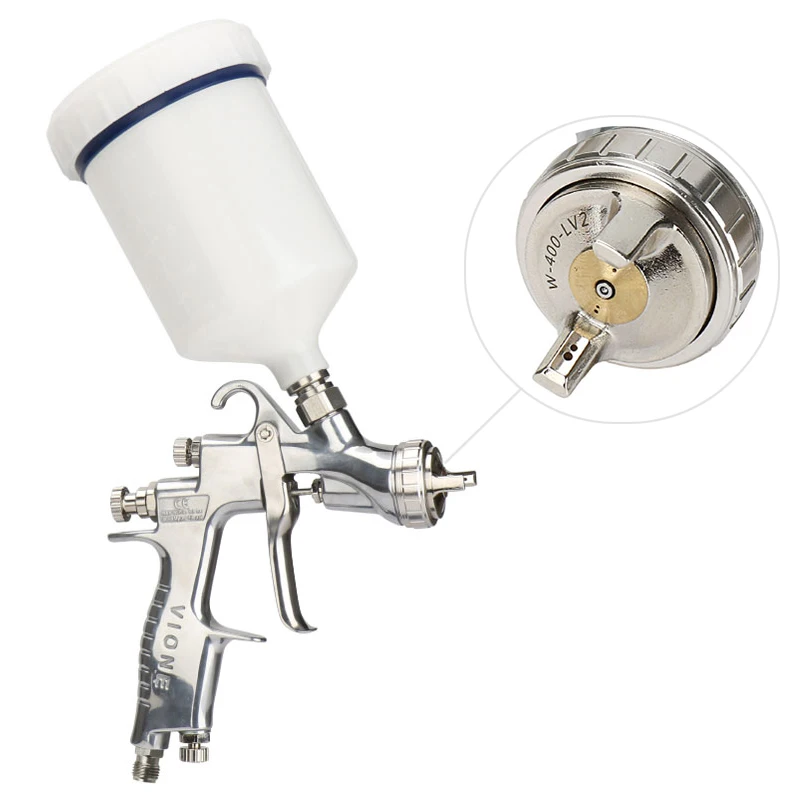 Vione OEM Pistola De Pintura W-400 Power Spray Gun 600ml Plastic Cup 1.2/1.3/1.4/1.6mm Nozzle Anest Paint Spray Gun For Car W400