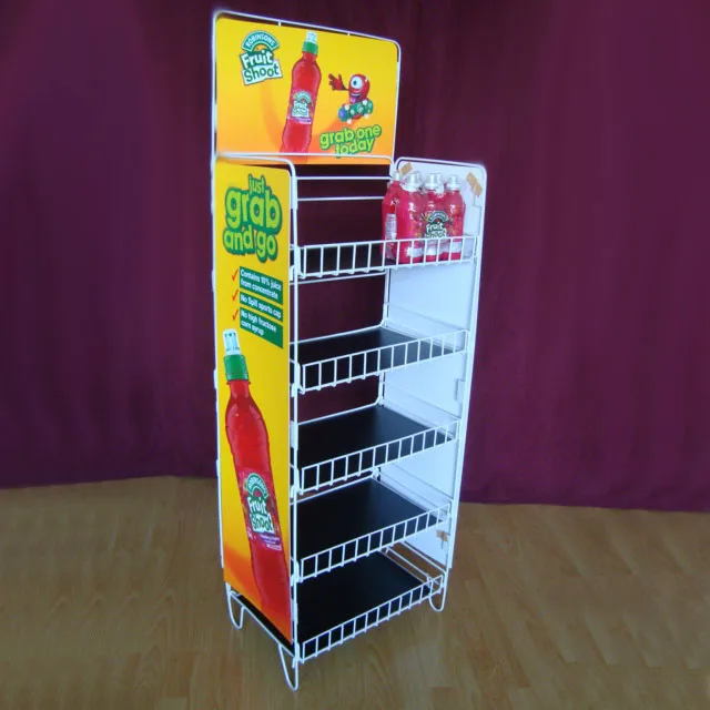 Convenience Floor Storage Wire Shelves Display Stand for Beverage  metal POP shelf display rack