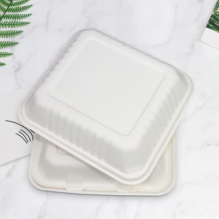 Биоразлагаемая посуда из багассы, термостойкие пищевые контейнеры для разогрева в микроволновой печи