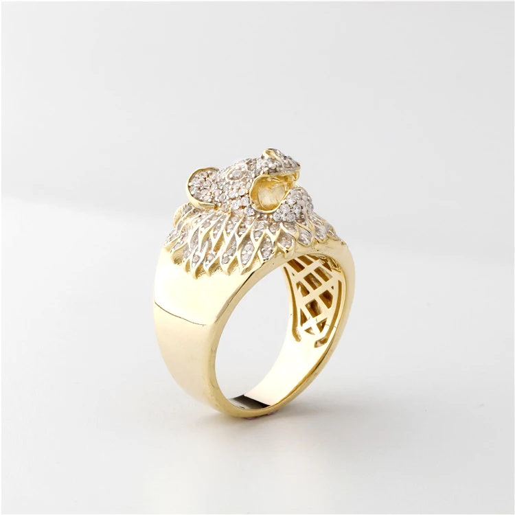 Hiphop Men Women Fine Jewelry Iced Out Gold Plated 925 Sterling Silver Moissanite Diamond Lion Head Ring