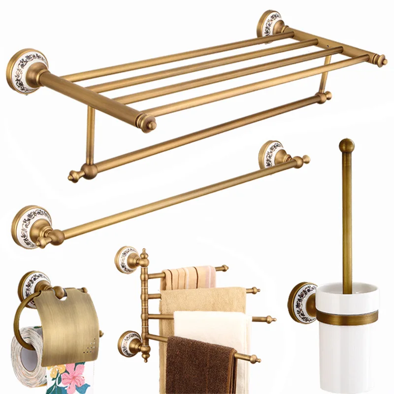 European antique bath towel rack set toilet bathroom towel rack wall hanging bathroom pendant towel rack stand Bathroom Hardware