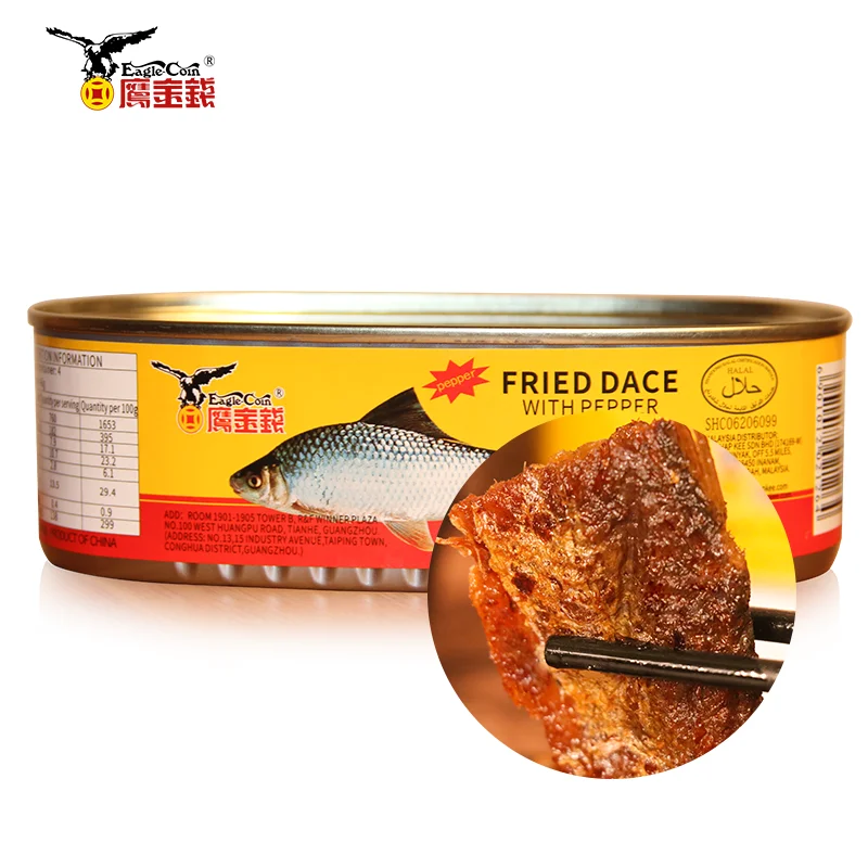 Chinese Fried Dace canned seafood Fried Dace tin fish canned Fried Dace with Salted Black Beans tin fish canned