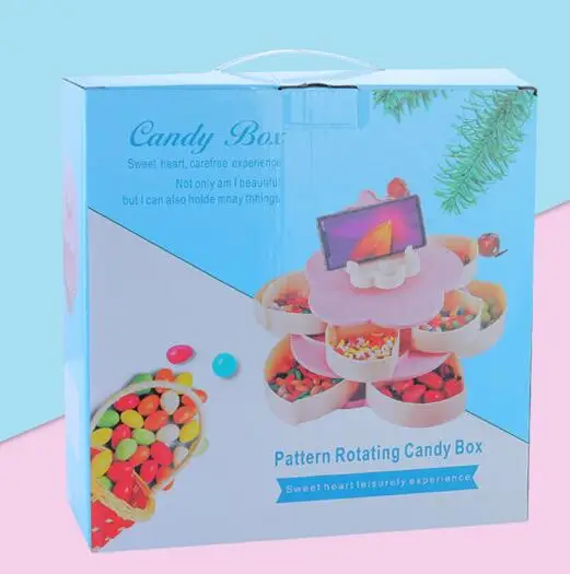 Creative Flower Candy Box Plum Blossom Rotating Fruit Bowl with Mobile Phone Holder Dried Fruit Box