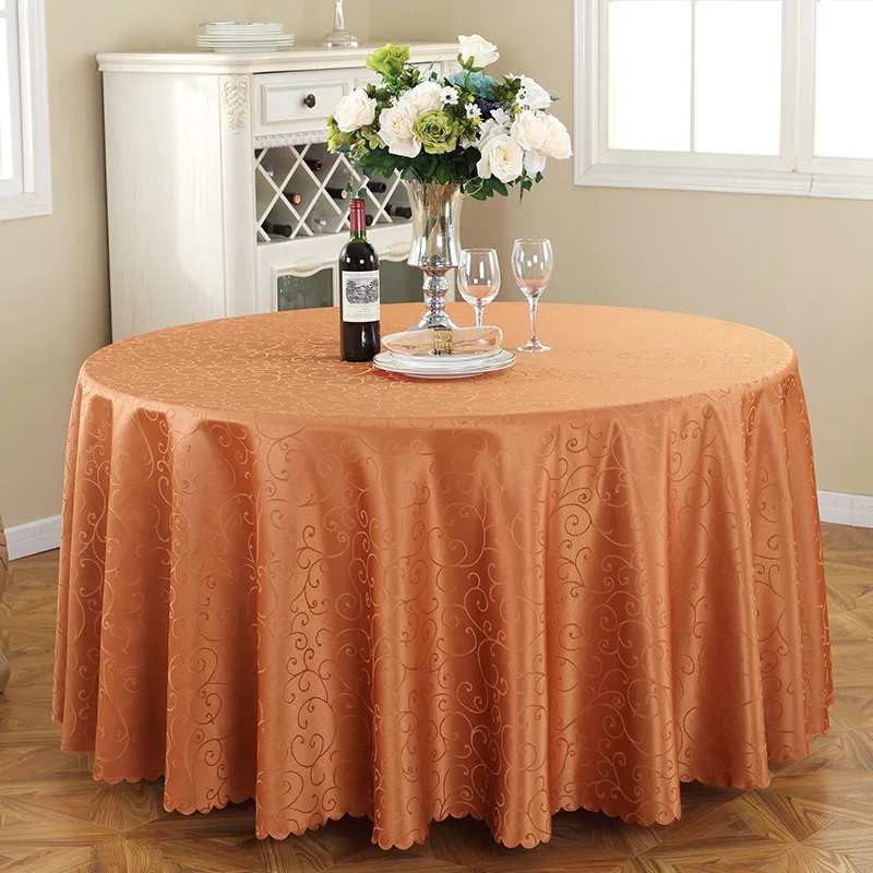 Brown Retro Elegant Table Cloths Round Luxury Tablecloth Polyester Jacquard Design for Wedding Banquet Table Cover