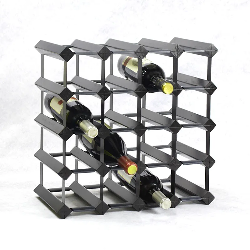 
Factory sales customizable solid wood multi-layer metal wine bottle rack with bar countertop Wine rack 