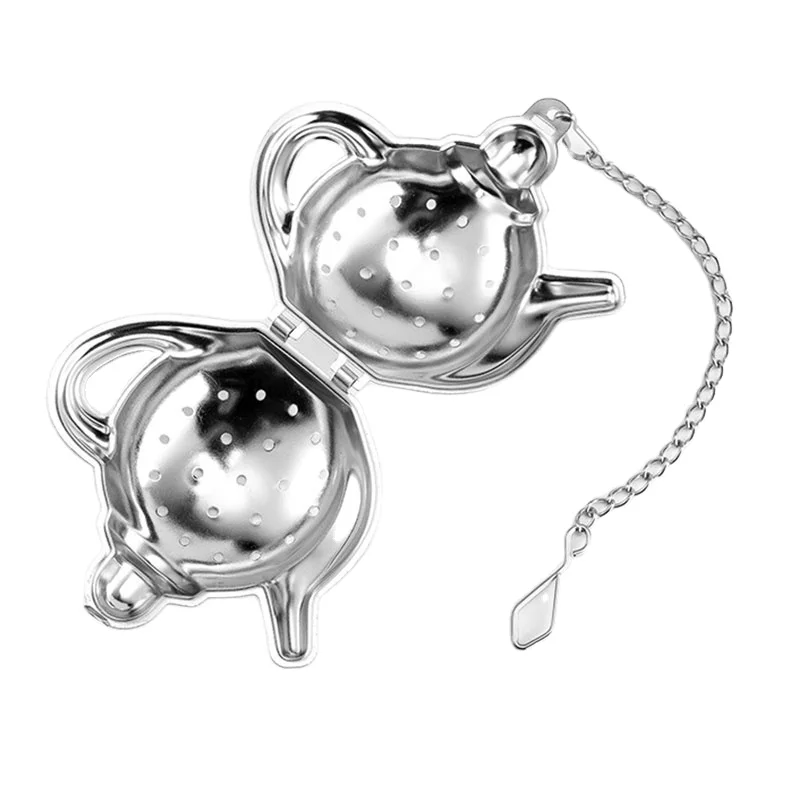
Высококачественный милый чайный ситечко из нержавеющей стали в форме чайника с цепочкой 