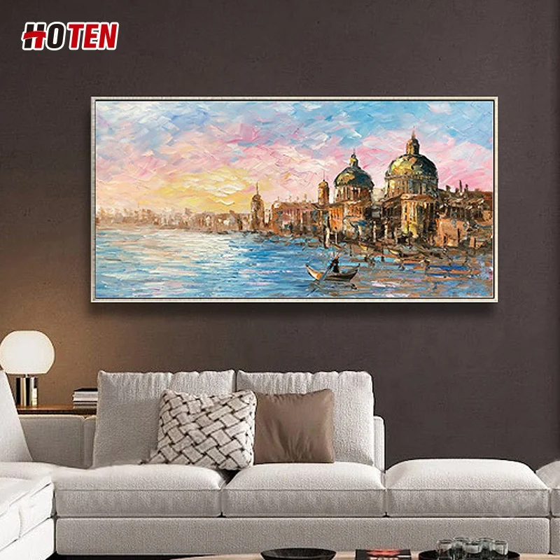 Venice retro handmade painting in landscape painting rosy clouds