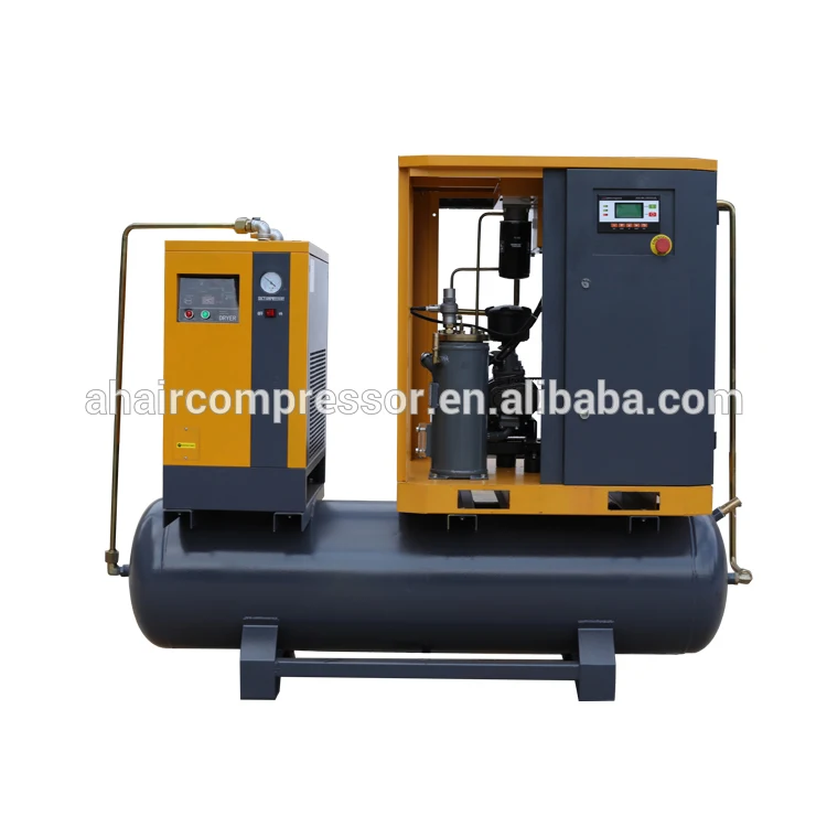 Silent air pump industrial type aircompressors 10hp 300l rotary compressor with dryer for sale