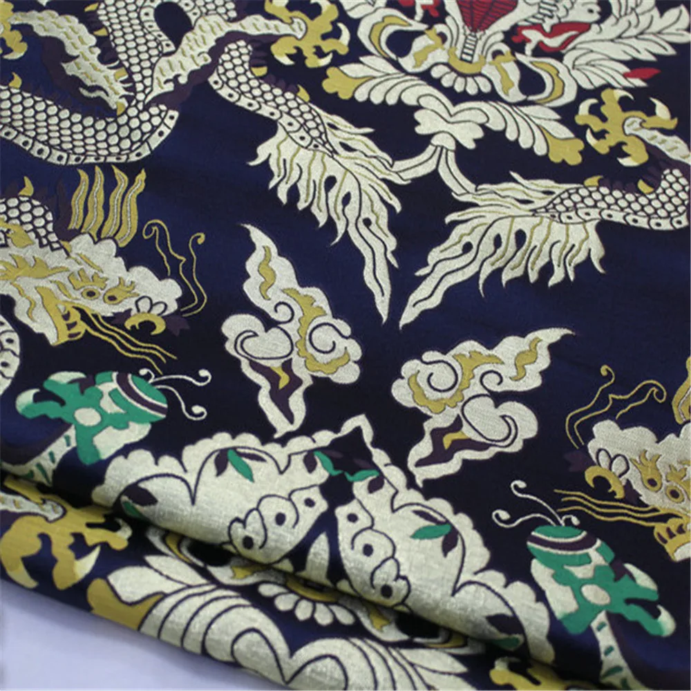 Hot Wholesale Dragon Hand Painting Jacquard Brocade Fabric 75cm Traditional for Cheongsam Clothes