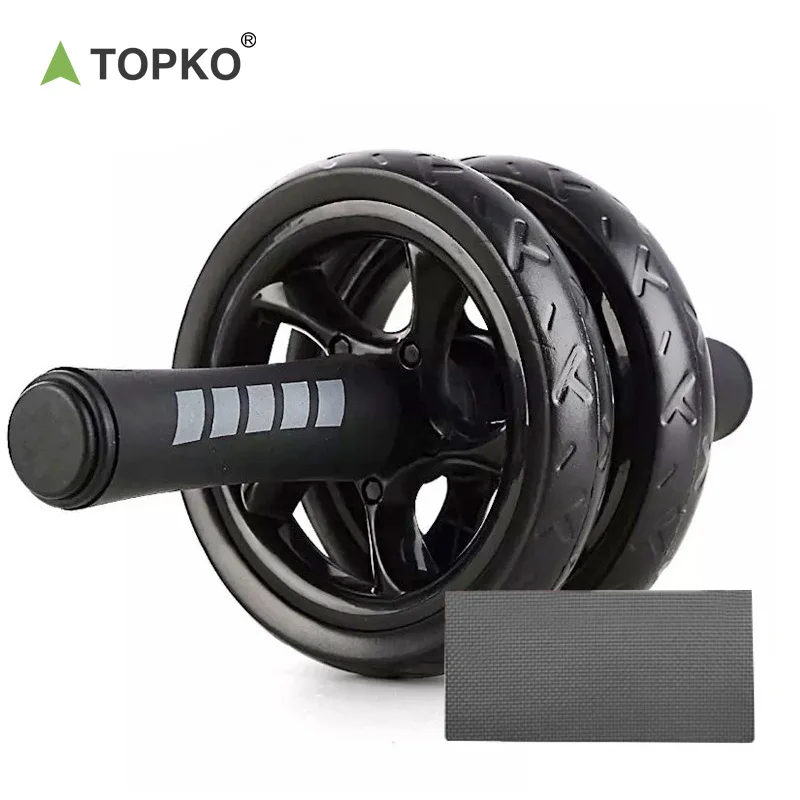 TOPKO Stocked New Arrival home fitness abdominal wheel with comfortable easy grip handles fitness Roller Wheel