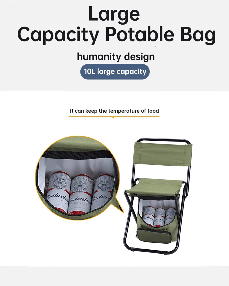 Folding Steel Frame stool backpack camping fishing chair