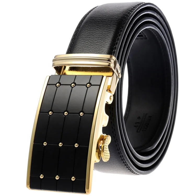 Fashion Automatic Buckle Business Cow Hide Real Leather Dress Belt for Men