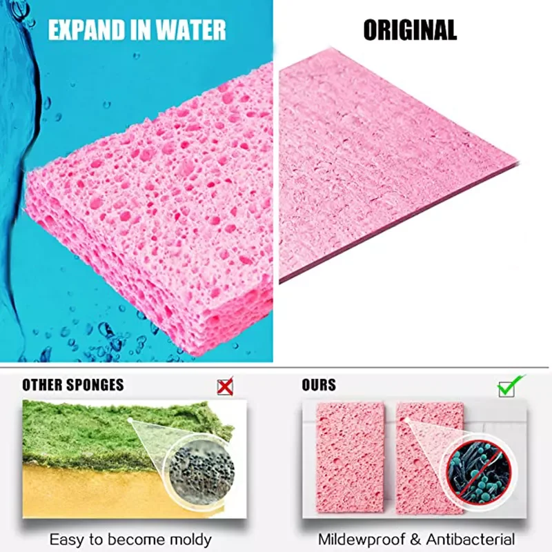 Compressed Cellulose Sponge Eco Friendly Biodegradable Kitchen Dish Washing Cleaning Sponge