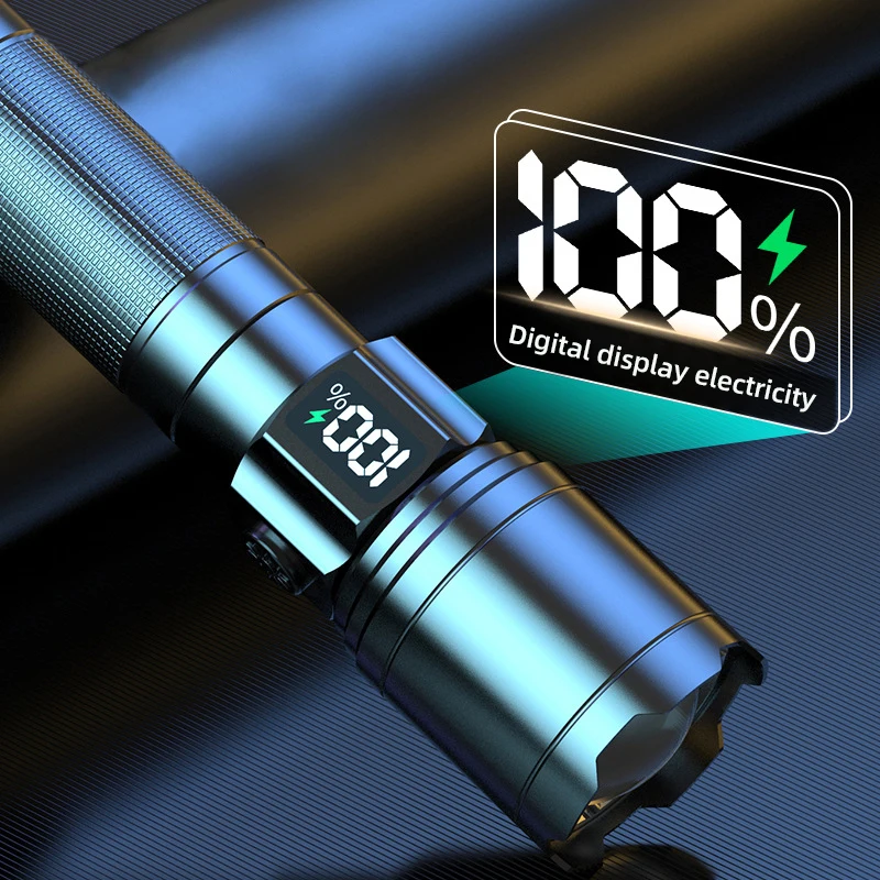 High lumen built-in battery USB rechargeable tactical portable zoom white laser chip flashlight outdoor camping