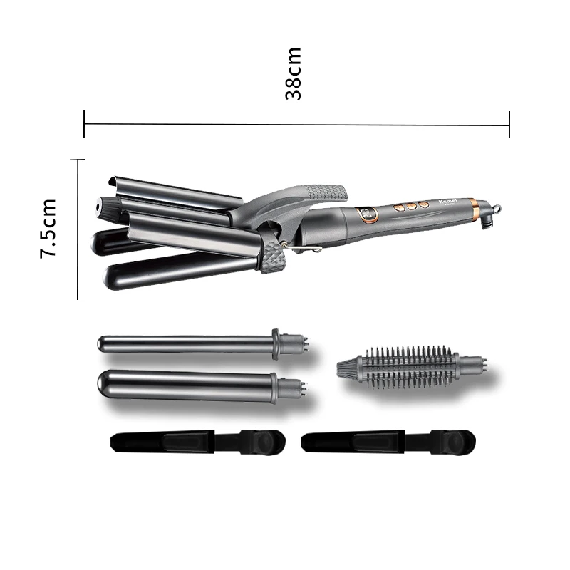 KEMEI km-9207 4 In 1 Curling Iron Hair Curler  Hair Styling Tool Curling Iron Wand Automatic