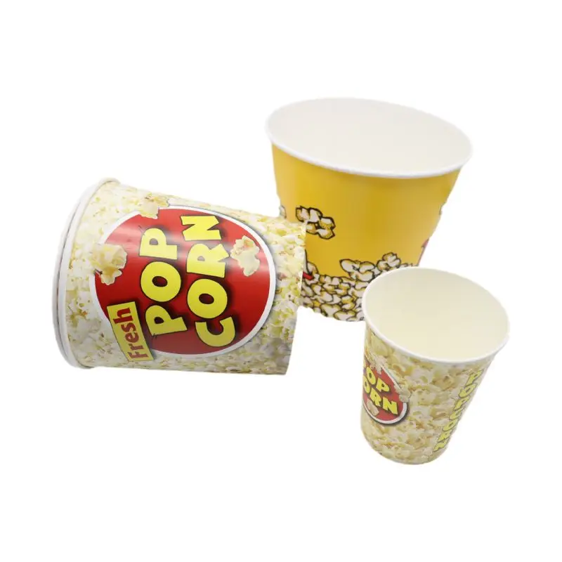 Customization Cylinder Disposable Cardboard  Packaging Paper Cinema Movie theater Popcorn Fried chicken Boxes Bowls