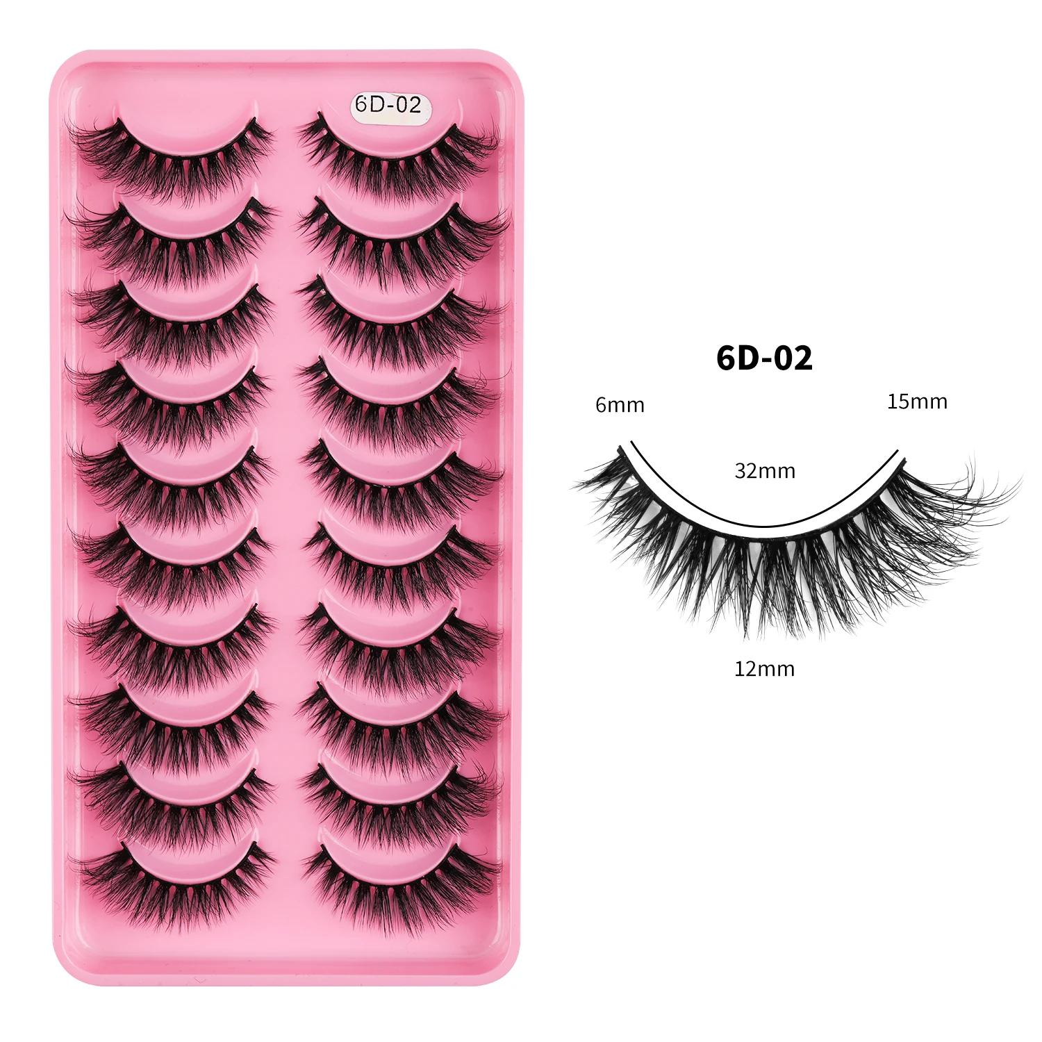Full strip fluffy style lash extensions cat eye lash strips faux mink natural lashes 6D eyelashes