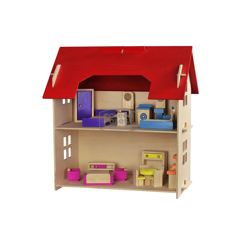 Kids Toys Christmas Village Houses Yunhe Wooden Non-toxic Princess Lighted Ceramic Zhejiang High Wooden Dollhouse 1000 14HOU07