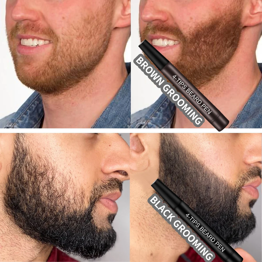High Quality Waterproof Proof Long Lasting Natural Finish Barber Pencil and Brush Kit Male Mustache Repair Beard Filling Pen