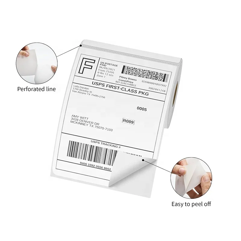 Source Factory Price 100x150mm Thermal Shipping Packaging Labels Wholesale 4x6 A6 Waterproof Blank Waybill Sticker Roll
