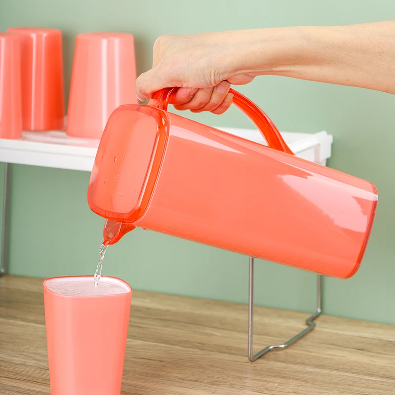 Square Drinkware Set Colourful 1.5L Pitcher with 4 Cups Hot Cold Juice Coffee Lemonade Water Pitcher Drinking Summer Products