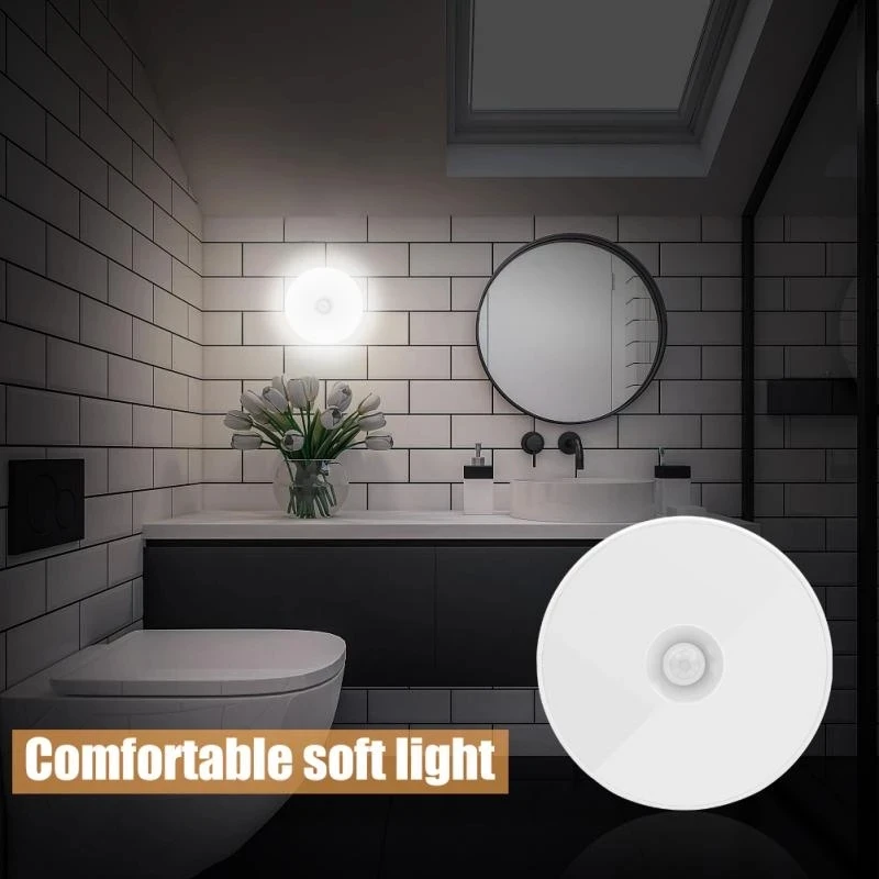 Motion Sensor LED Wireless Night Light Bedroom Lamp USB Rechargeable Energy-saving Automatic Wall-Mounted Body Induction Lamp