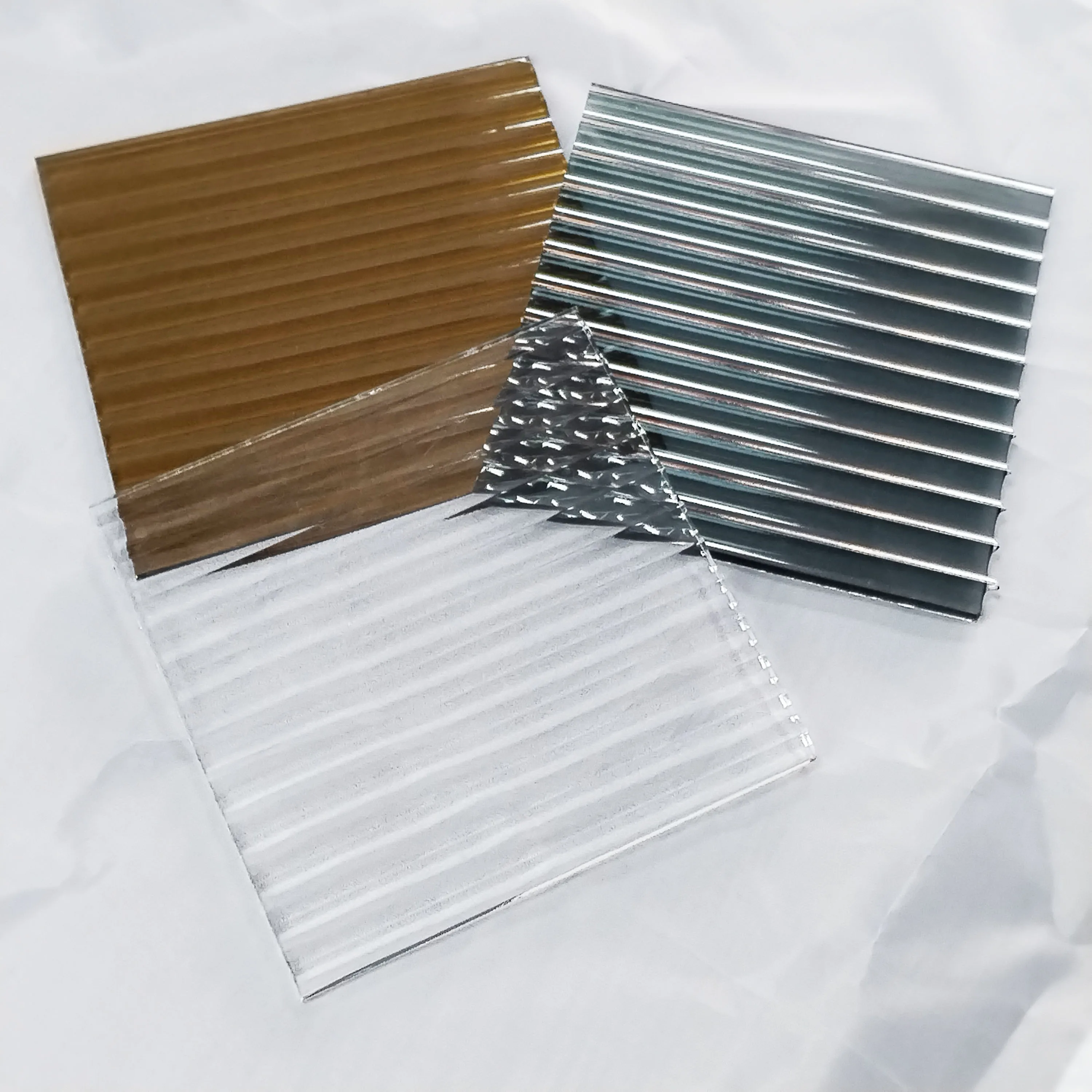 Customizable Size 6mm Ribbed Glass Plate Amber Colorful Frosted Glass Patterned Slanted Clear Door Embossed Glass for Decoration