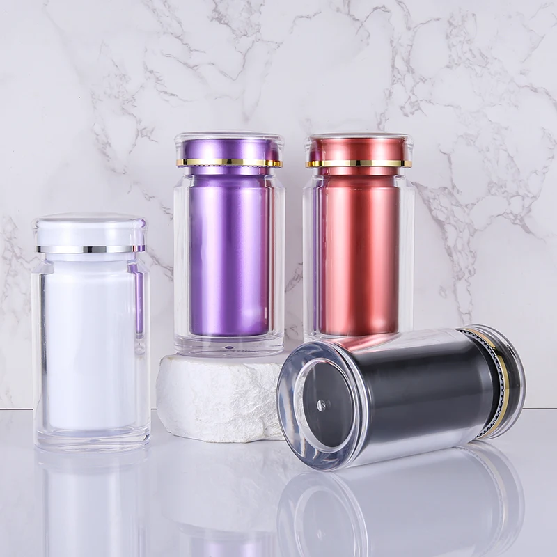 CUSTOM PS Pill Bottle with Inner Container Customer Design Printing Empty Bottles for Pills Capsule Tablet Vitamin Supplement