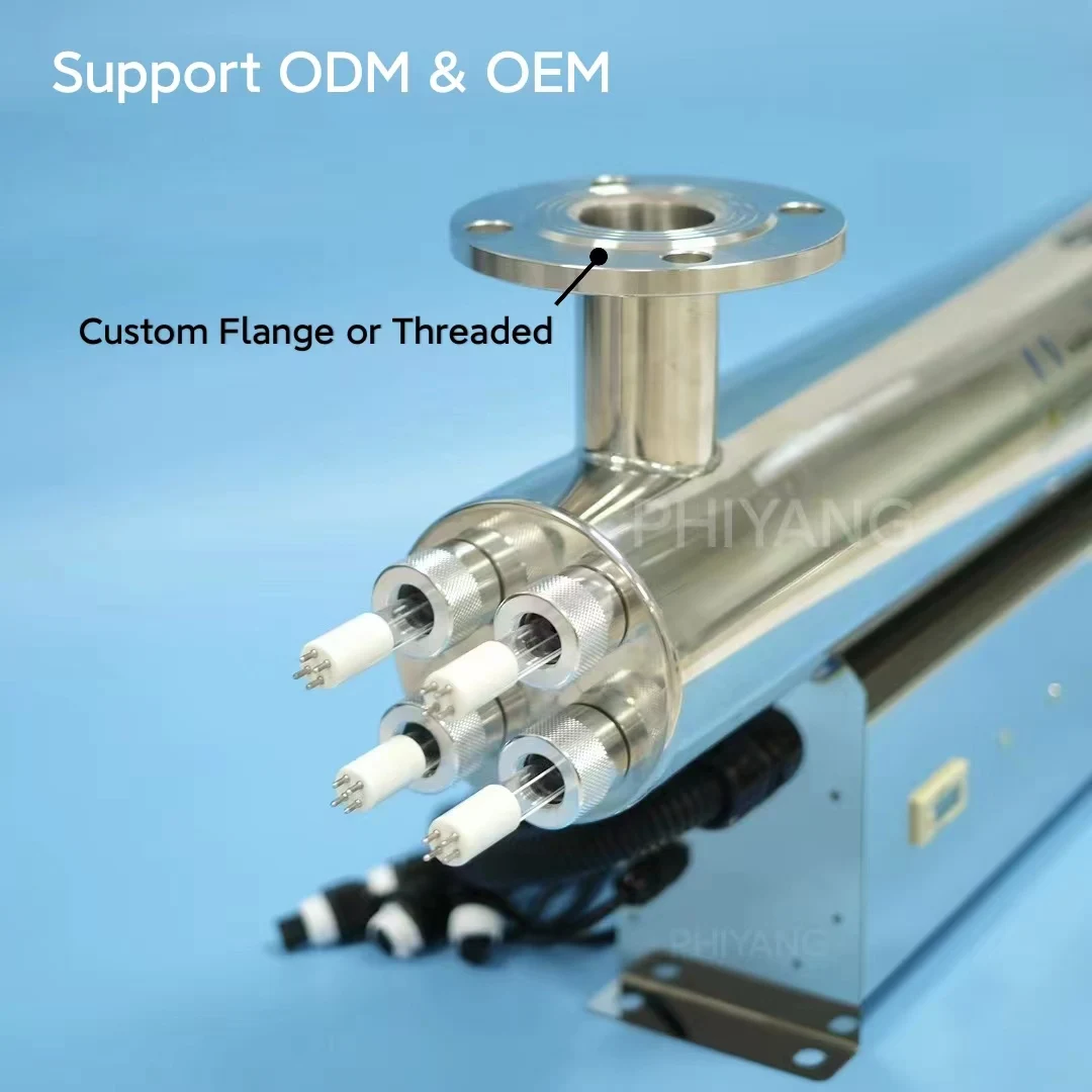 304ss UV Water Sterilizer 254nm UVC light 320w 30T flow rate for aquaculture pure water