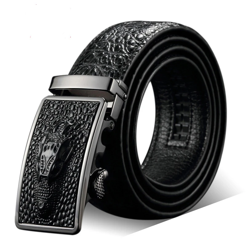 Men Crocodile Leather Belt Male Automatic Buckle Real Leather Belts