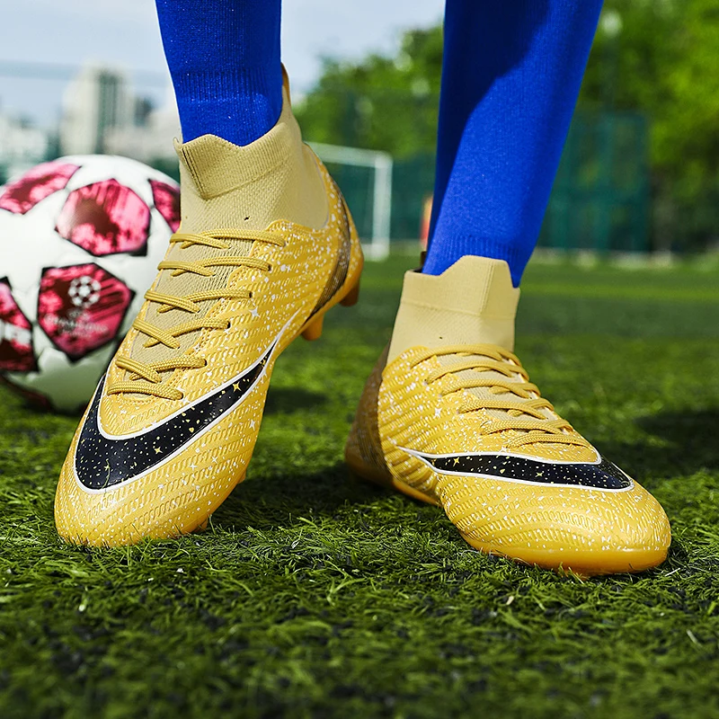 Wholesale OEM ODM New Phantom Gold Color Low Cut Material Soccer Football Shoes Boots Kids Children Men Sapatos De