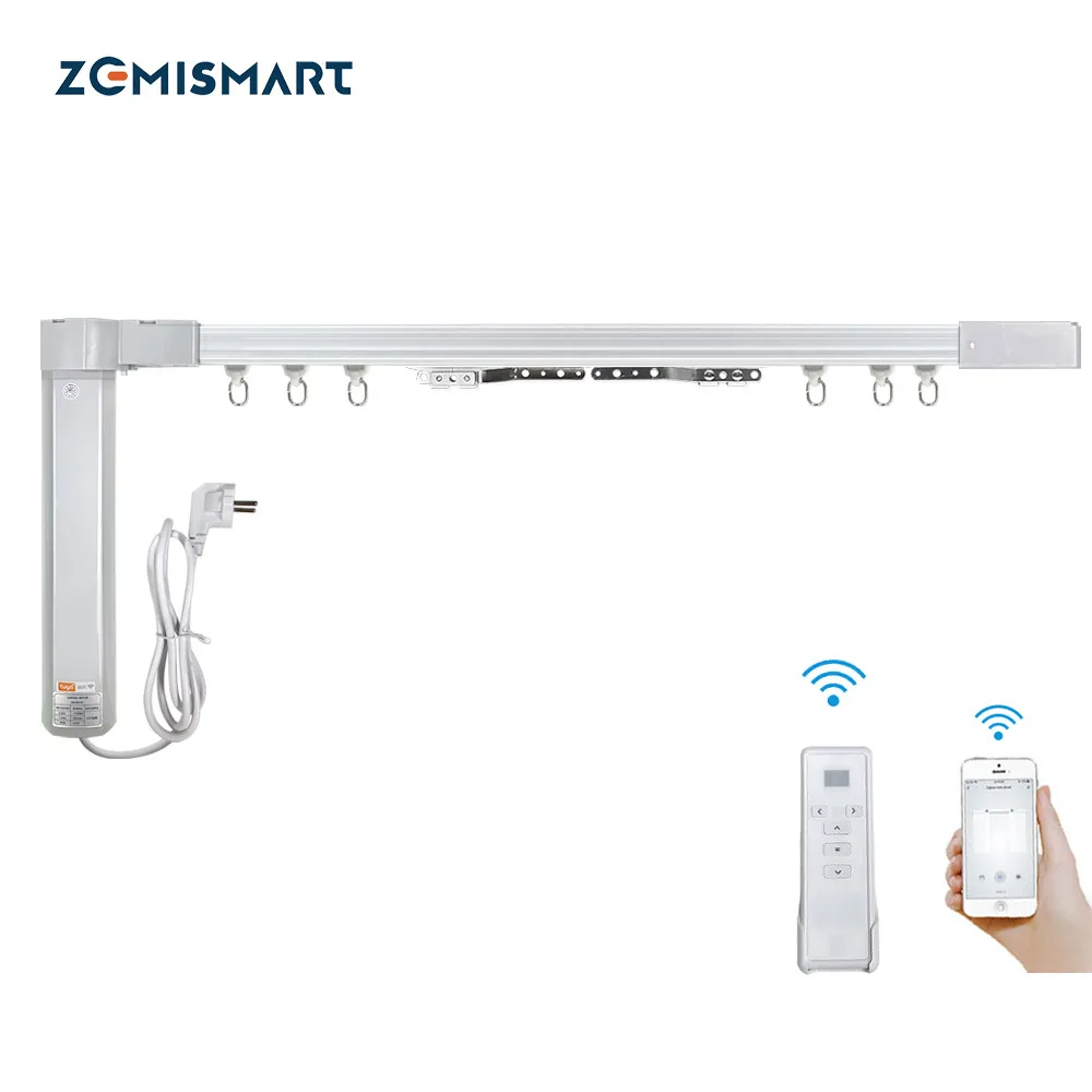 WiFi Smart Curtain Automatic Curtain Motor DIY Track Alexa Google Home RF Remote Control ZEMISMART Electric Drapery System OEM