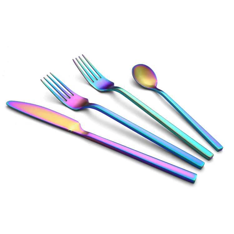 Cutlery Set Spoon Stainless Steel 18/10 Plated Flatware Metal Black Cutlery