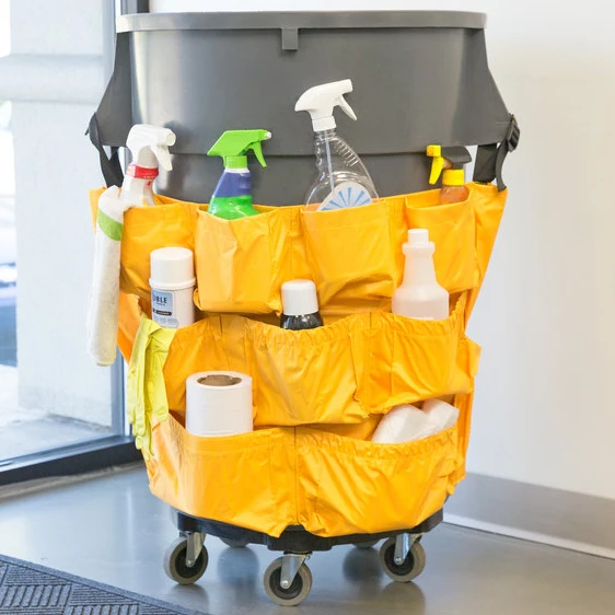 Muli-Pocket PVC Tote Bag Multi-Pocket Vinyl Caddy for Storage for Large round and Square Trash Cans Waterproof Hanging Style