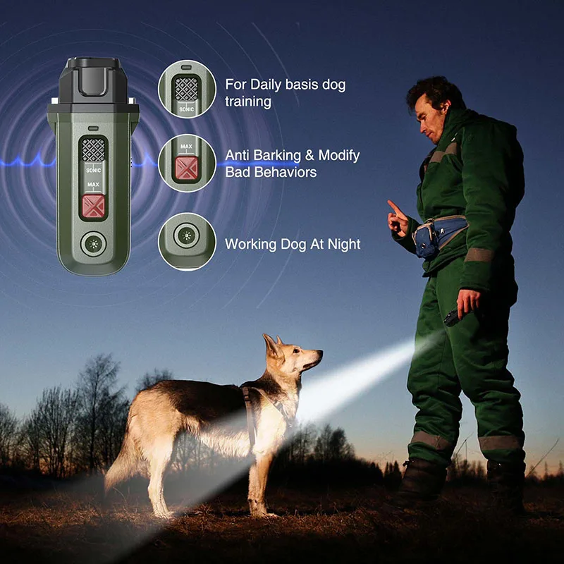 2023 New Ultrasonic Dog Deterrent Humane Anti Barking Device Dog Training Stop Barking Device Led Ultrasonic Dog Repeller