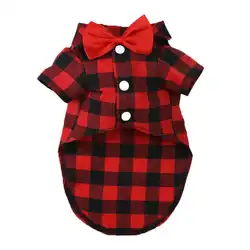 2023 New Arrival Large 5XL Bulldog Rosette Pet Clothing Plaid Dog Shirts Breathable Dog Clothes Drop Ship