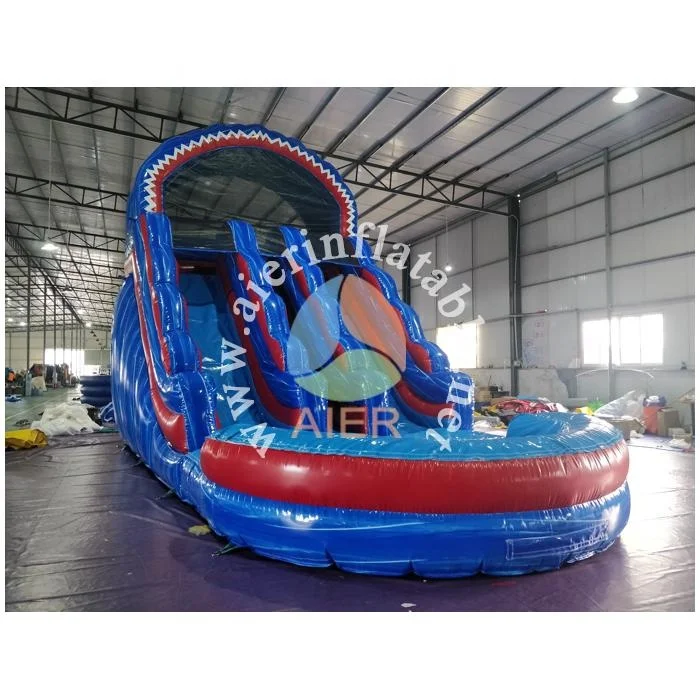 Popular inflatable blue red marble water slide pool Pvc inflatable slides Inflatable swimming pool for kids with slide