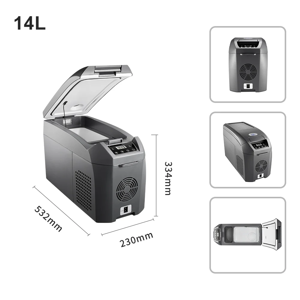 Colku DC-15F Food Grade Material 14L Portable Refrigerator Compressor 12V Mini Car Armrest Fridge