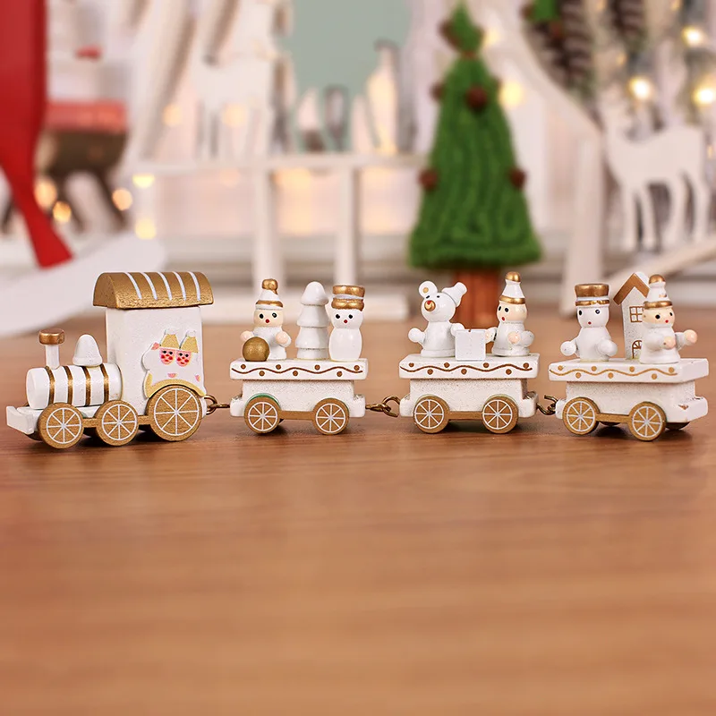 ute Wooden Mini Train Ornaments Kids Toys Gifts for Christmas Party Kindergarten Decoration Train Toy Set
