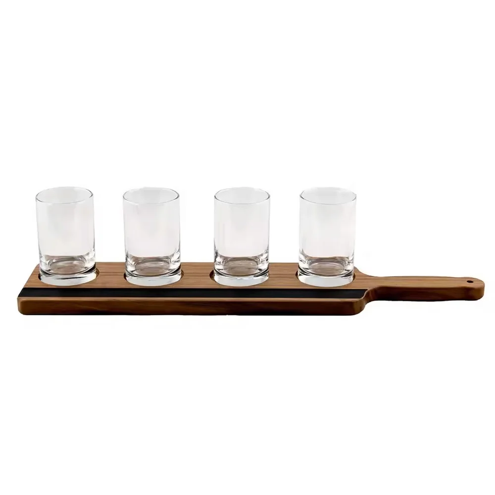 customized size wooden natural handmade wood flight board Shot glass Tray