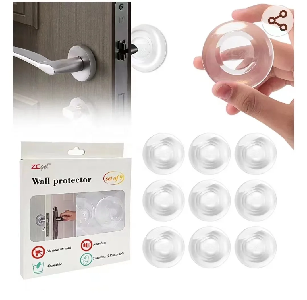 Hot selling door stopper 4PCS Transparent Round Soft Rubber Wall Protector Self Adhesive Door Handle Bumper