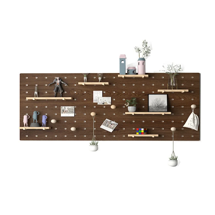 Wall Mount Display Pegboard Wall Panel,Wood Peg Board System Dish and Plate Organizer Adjustable Wood Drawer Organizer Pegboard