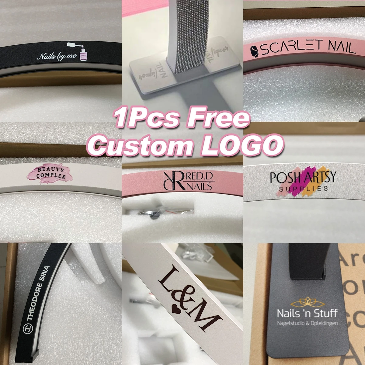 Customized LOGO 48W OEM Beauty Salon Lighting Adjustable Half-MoonLED  Care Kit Desktop Arch Ring Led Lights Manicure Lamp