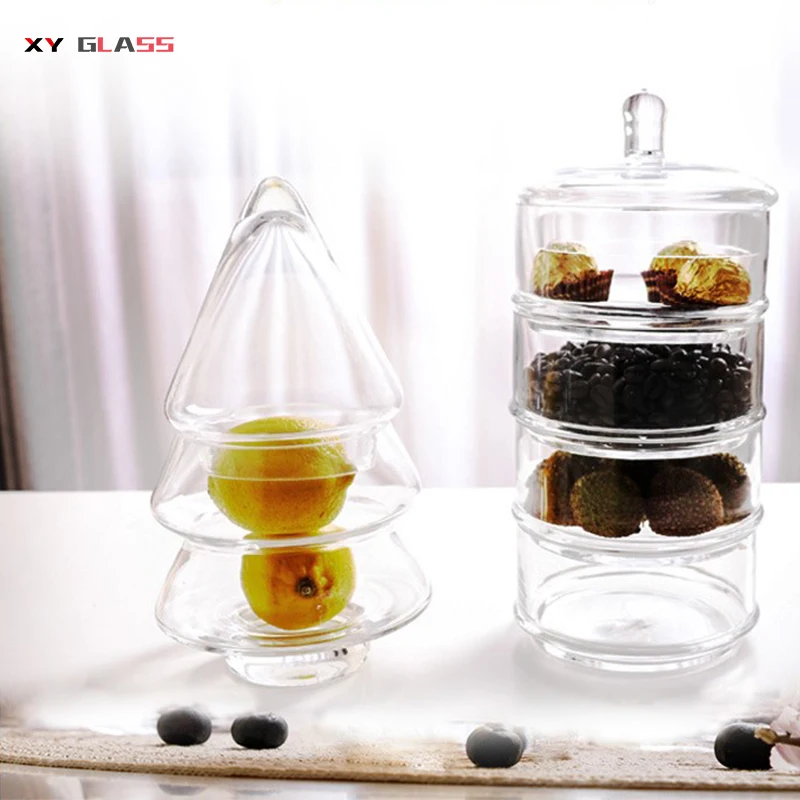 innovation creative christmas tree borosilicate glass biscuit candy storage jar
