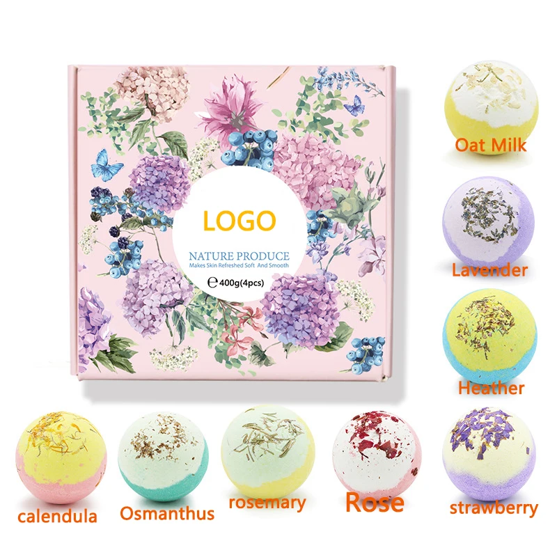 Add your logo bath salt balls, birthday explosion ball gift box, multi-bubble milk rose bath balls