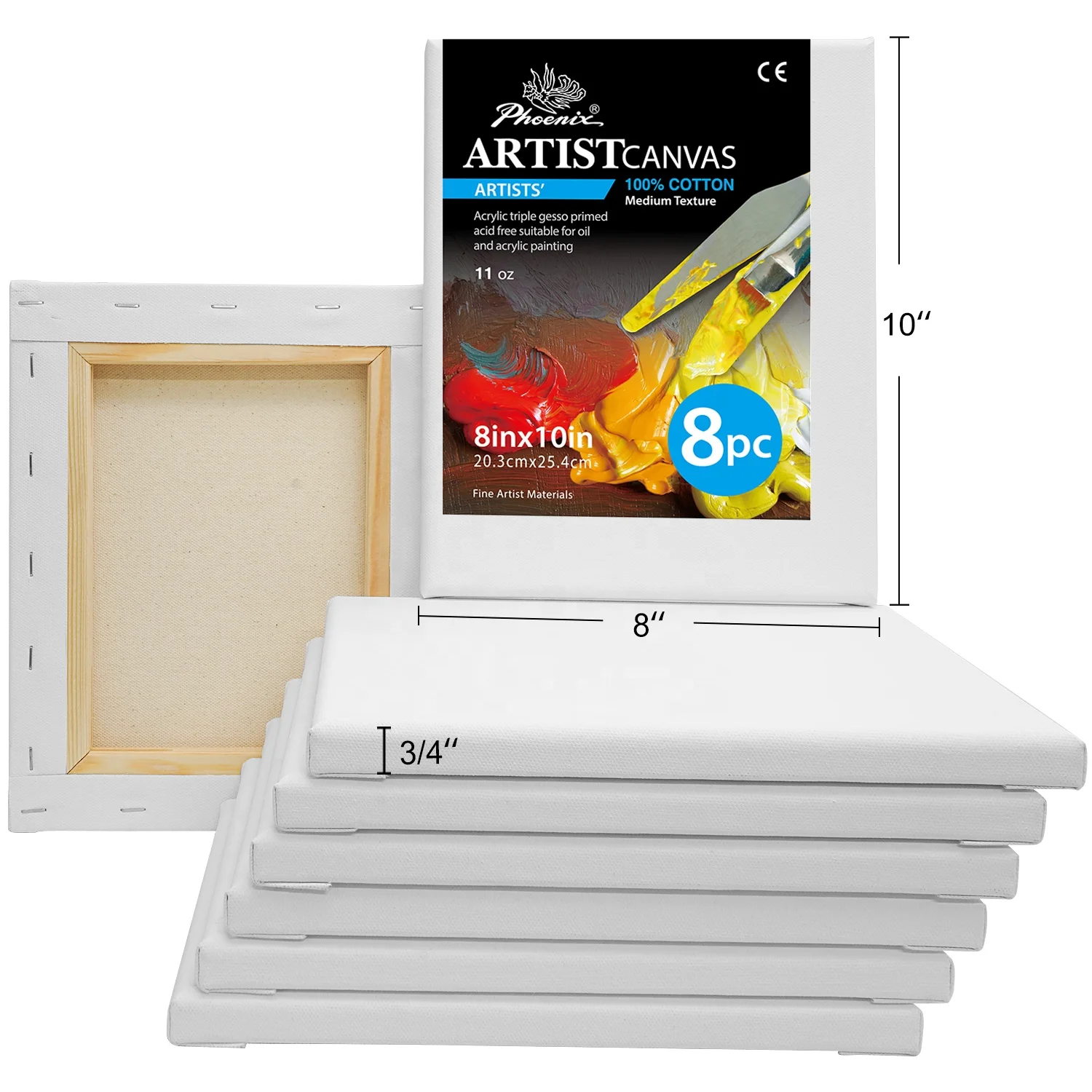 Phoenix OEM Custom Multi Sizes Medium Grain Blank Stretched Art Painting Canvas