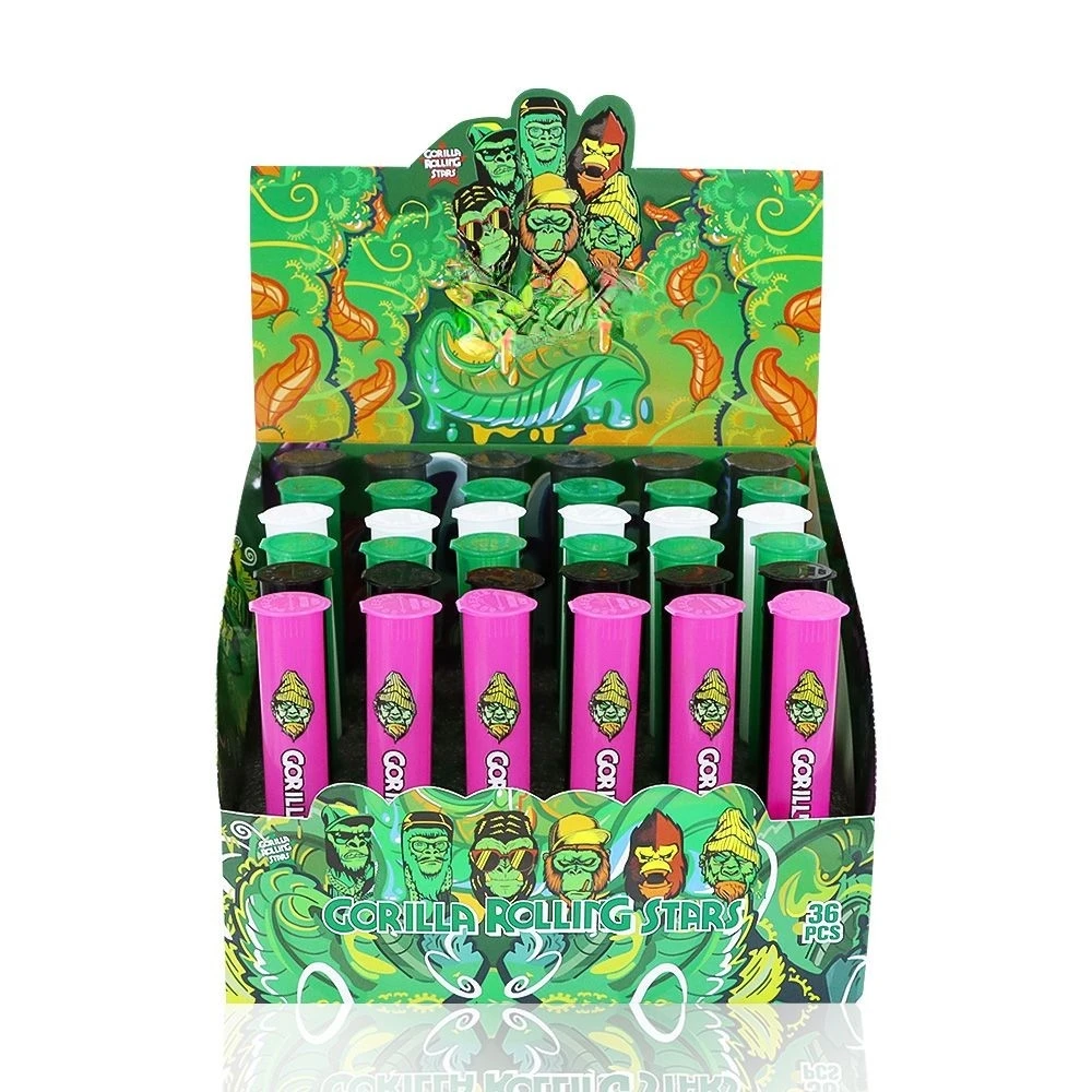 Gorrila Smoking Plastic Tobacco Tubes 120 mm Stash Jar 36pcs/display Holder Storage Pill Box