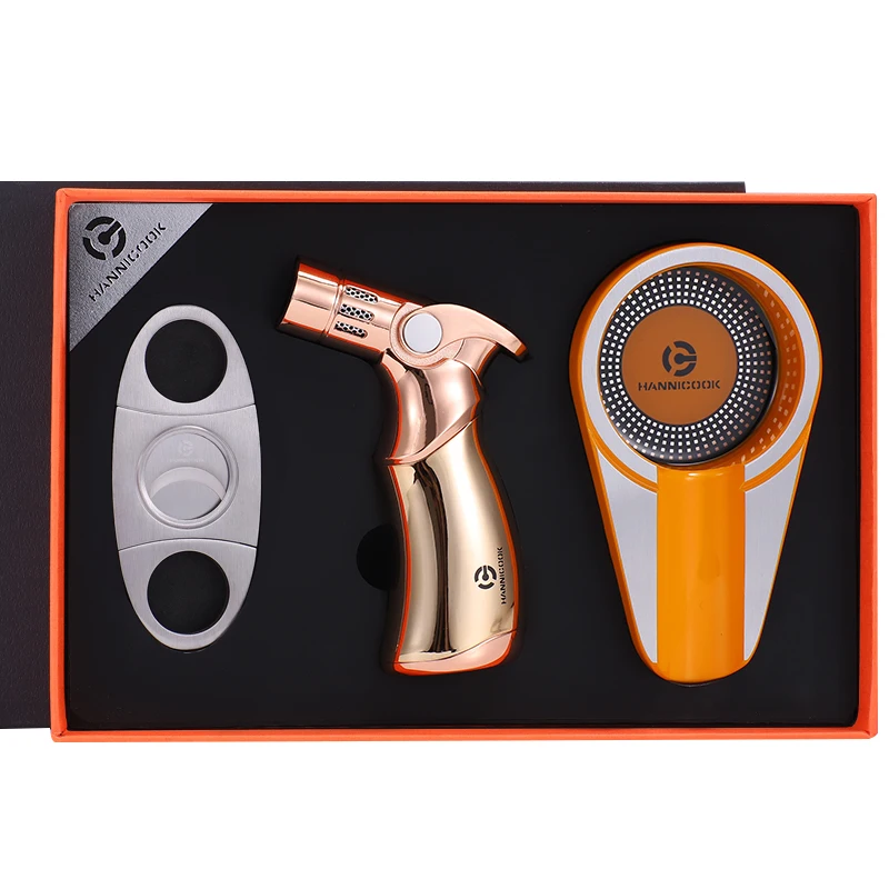 Luxury High Quality Cigar Accessories gift Set Cutter Lighter Ashtray And Cigar Box Opener Cigar Kit Set