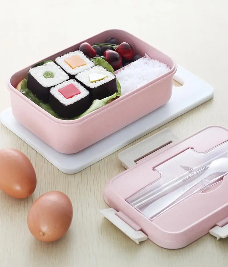 New Lunch Box Stainless Steel Dinnerware Food Storage Plastic Container Children Kids School Office Portable Bento Box Lunch Bag