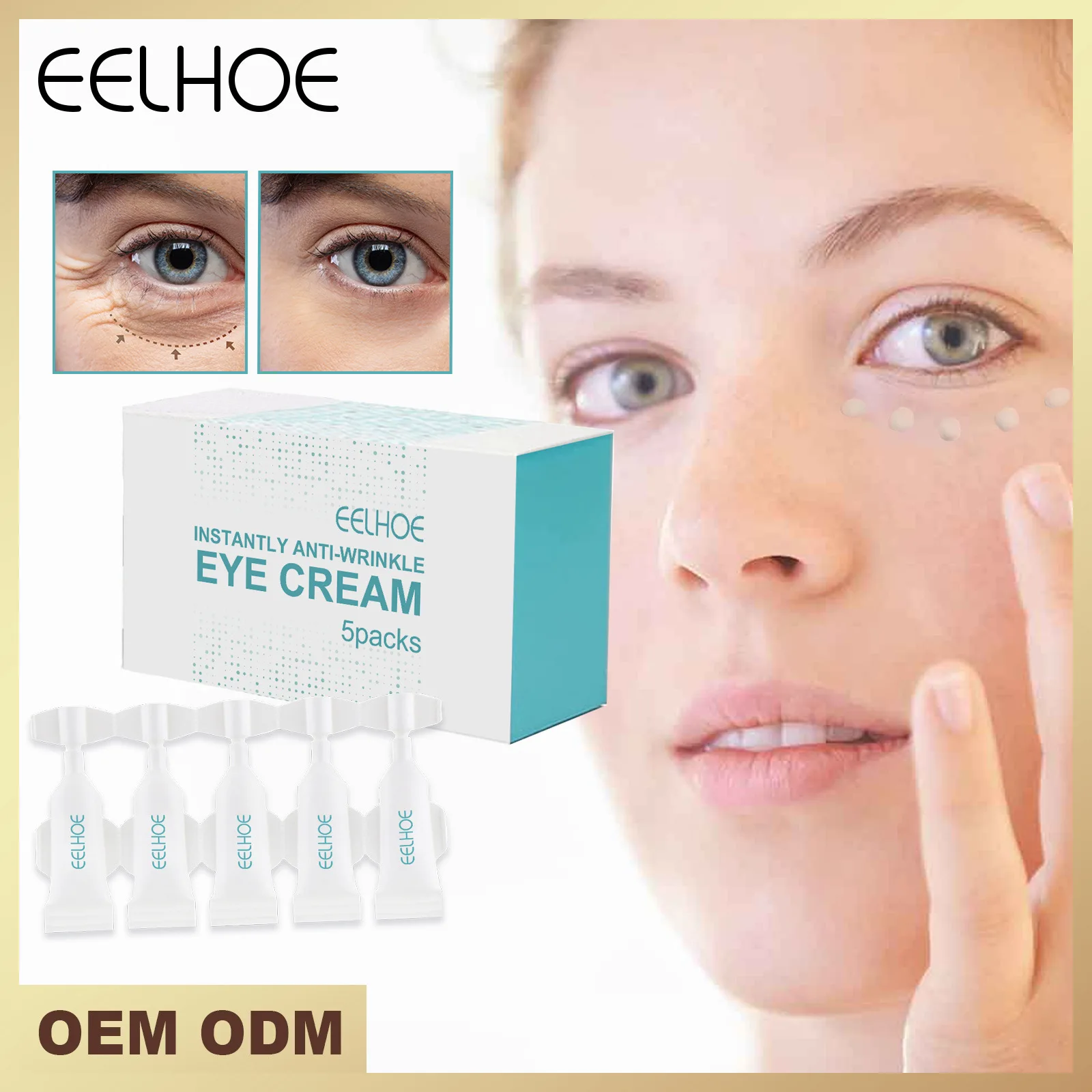 EELHOE Instant Anti Wrinkle Eye Cream Moisturizing Firming Anti Aging Repairing Eye Cream 5packs